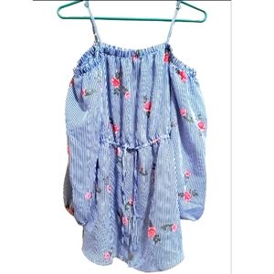 🐚Waist Tie Maternity Blouse - Floral Stripes